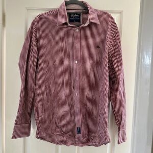 Ralph Lauren Men's Burgundy Checkered Button Down Shirt